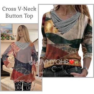 Cross Pleated V-neck Tunic Top